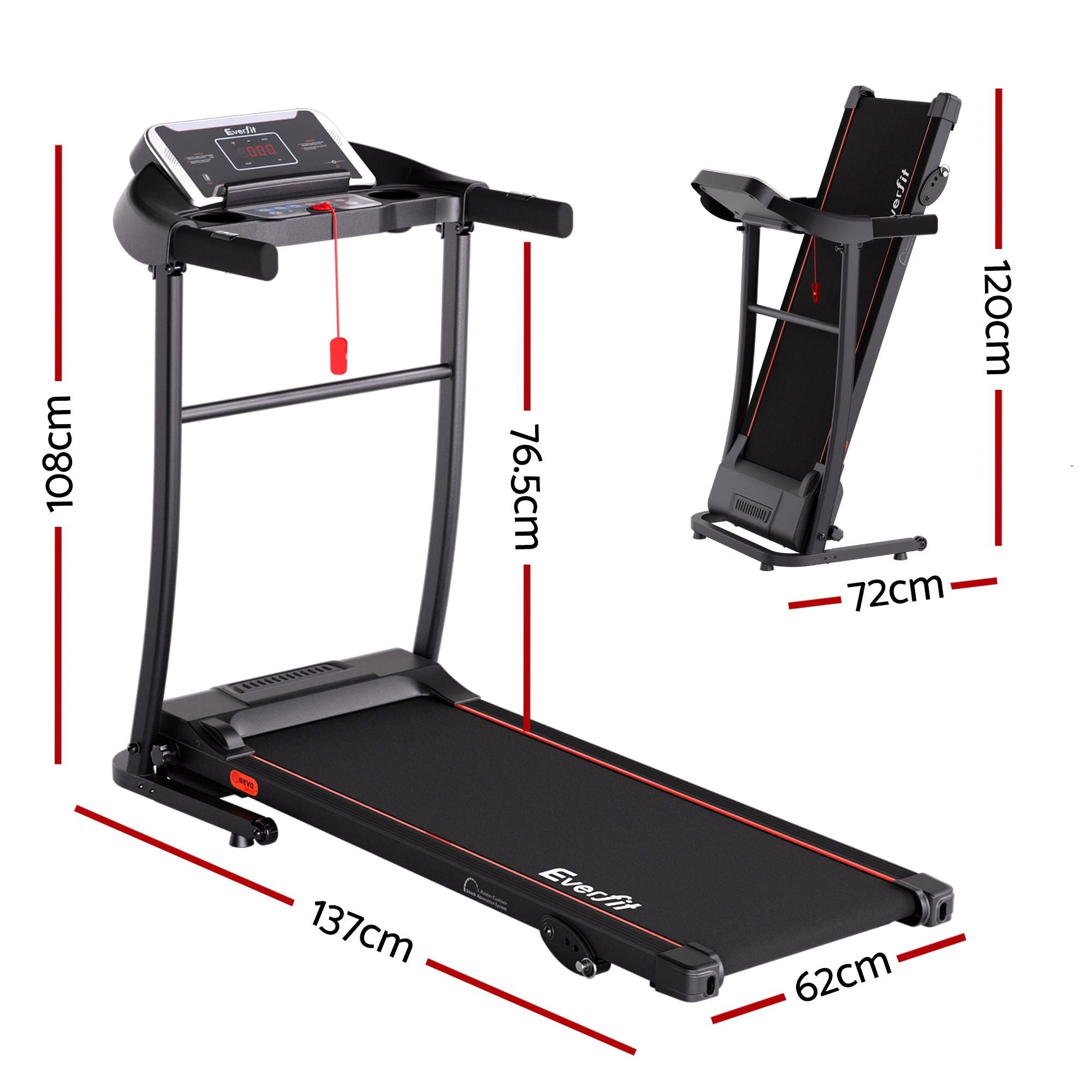 Everfit Treadmill Electric Home Gym Fitness Exercise Machine Incline 400mm TMILL-TITAN40-8000-BK