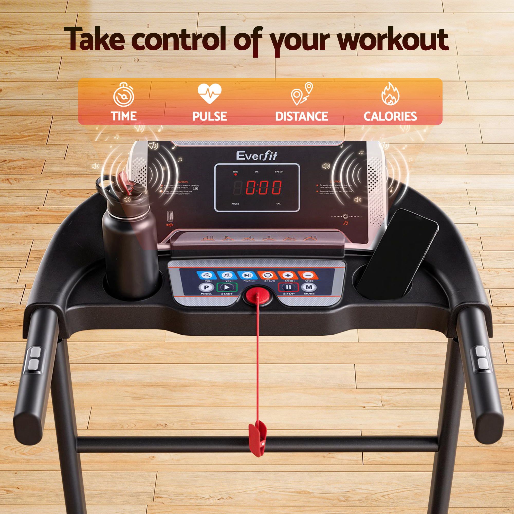 Everfit Treadmill Electric Home Gym Fitness Exercise Machine Incline 400mm TMILL-TITAN40-8000-BK