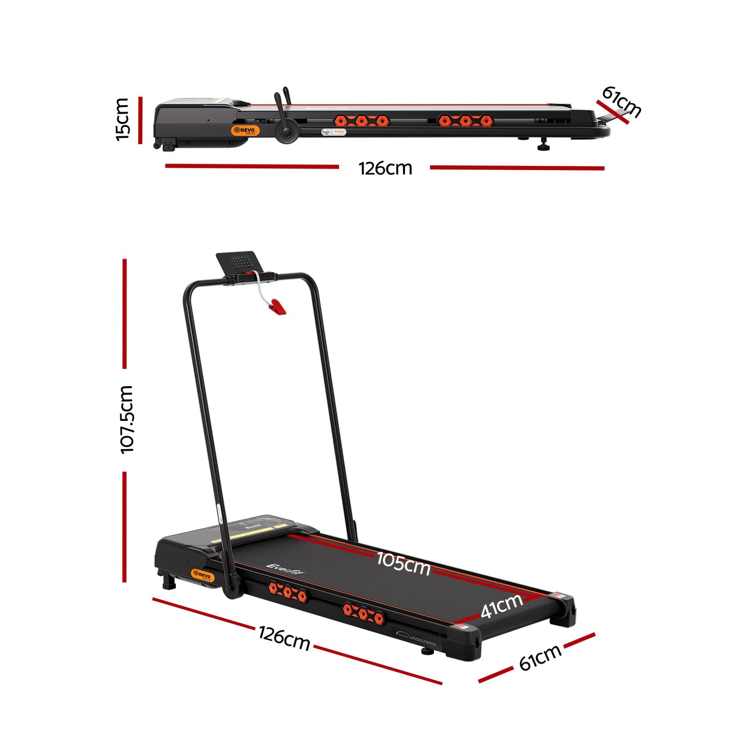 Everfit 3 in 1 Treadmill Electric Walking Pad Auto Incline Foldable for Home Gym Black TMILL-TITAN41-PAD