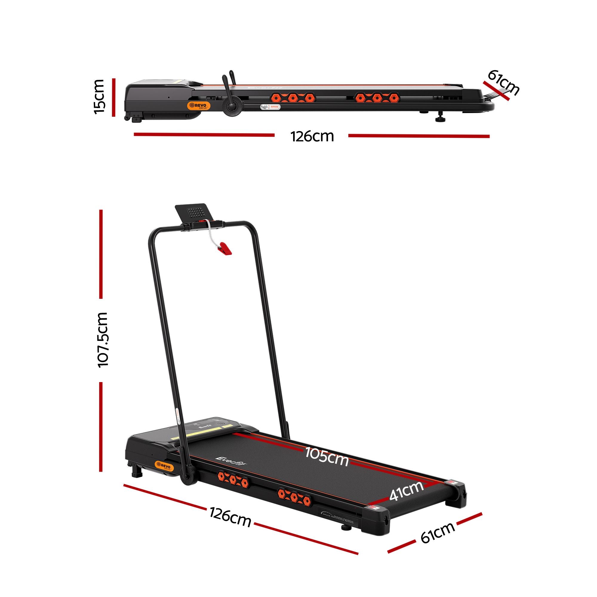 Everfit 3 in 1 Treadmill Electric Walking Pad Auto Incline Foldable for Home Gym Black TMILL-TITAN41-PAD