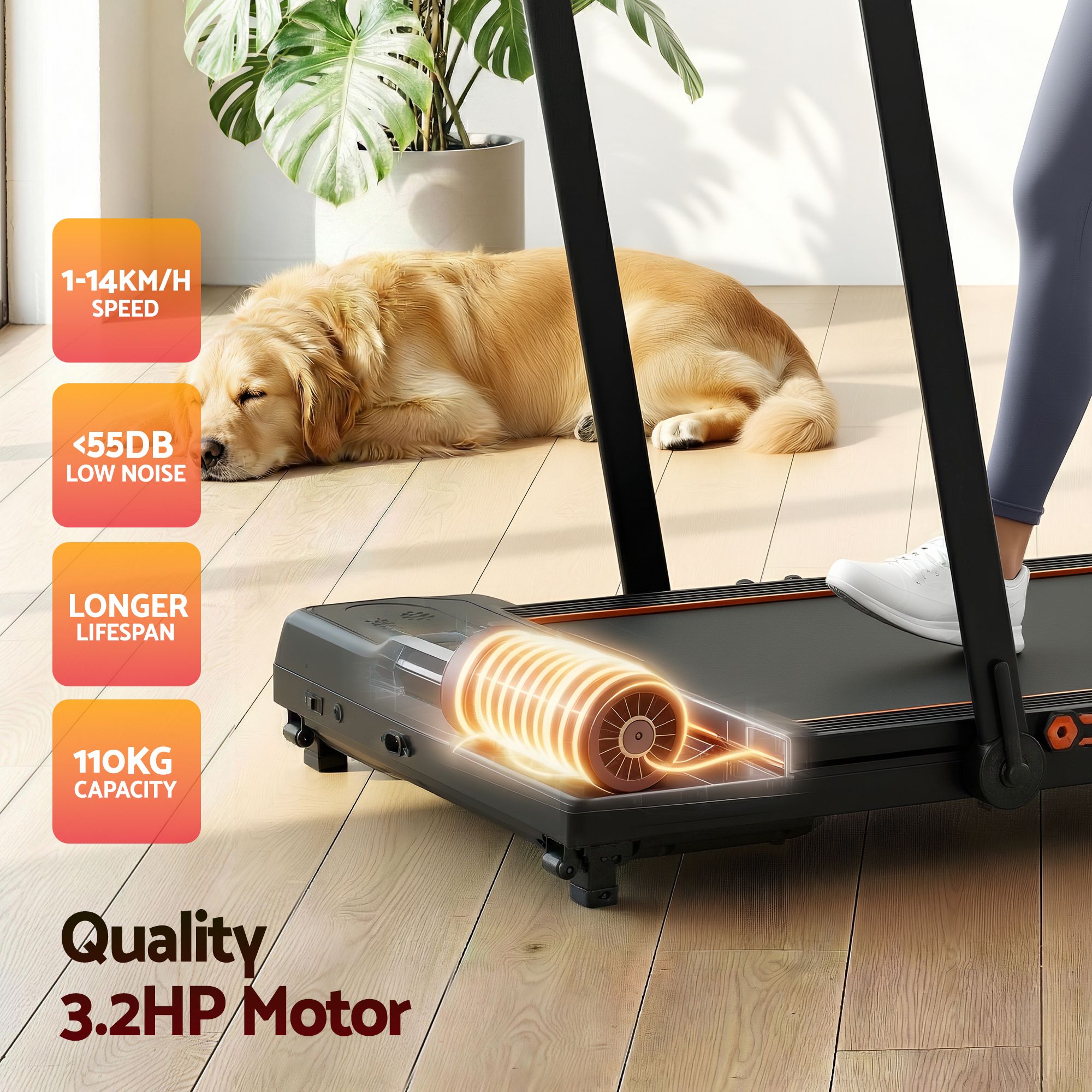 Everfit 3 in 1 Treadmill Electric Walking Pad Auto Incline Foldable for Home Gym Black TMILL-TITAN41-PAD