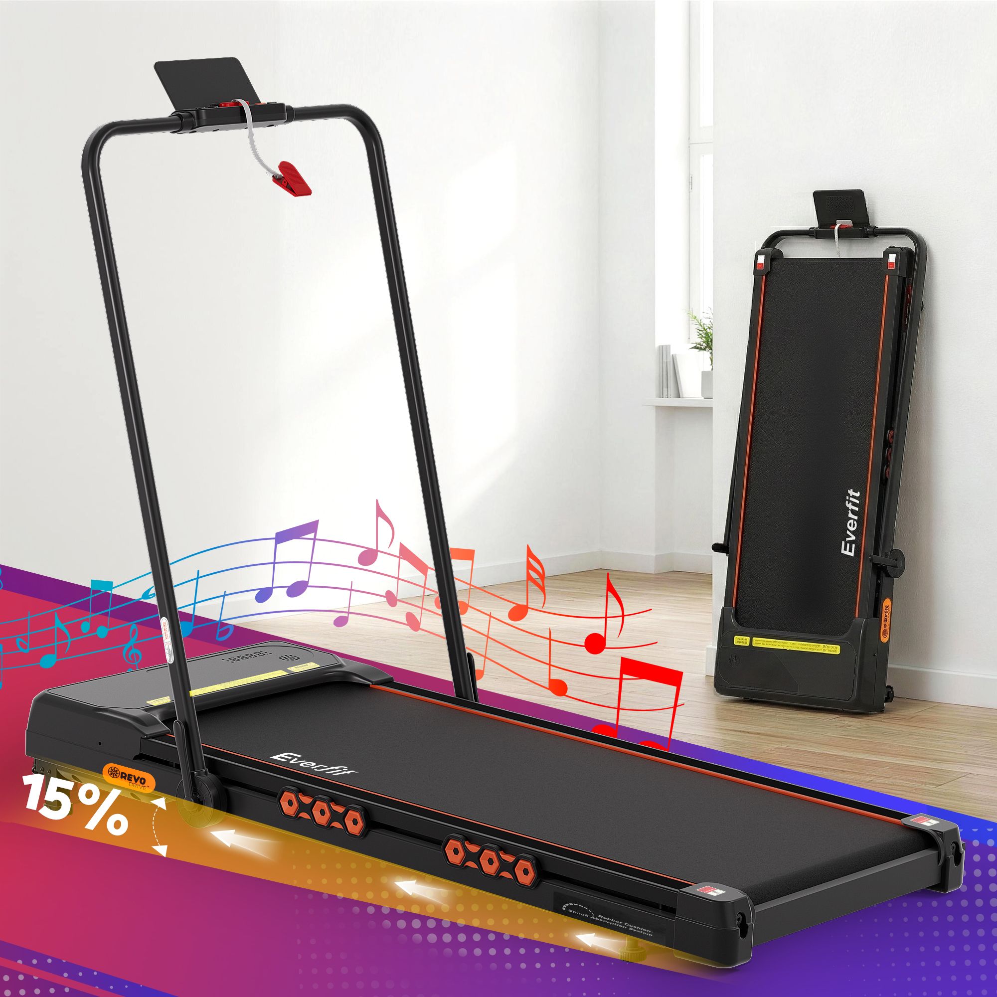 Everfit 3 in 1 Treadmill Electric Walking Pad Auto Incline Foldable for Home Gym Black TMILL-TITAN41-PAD