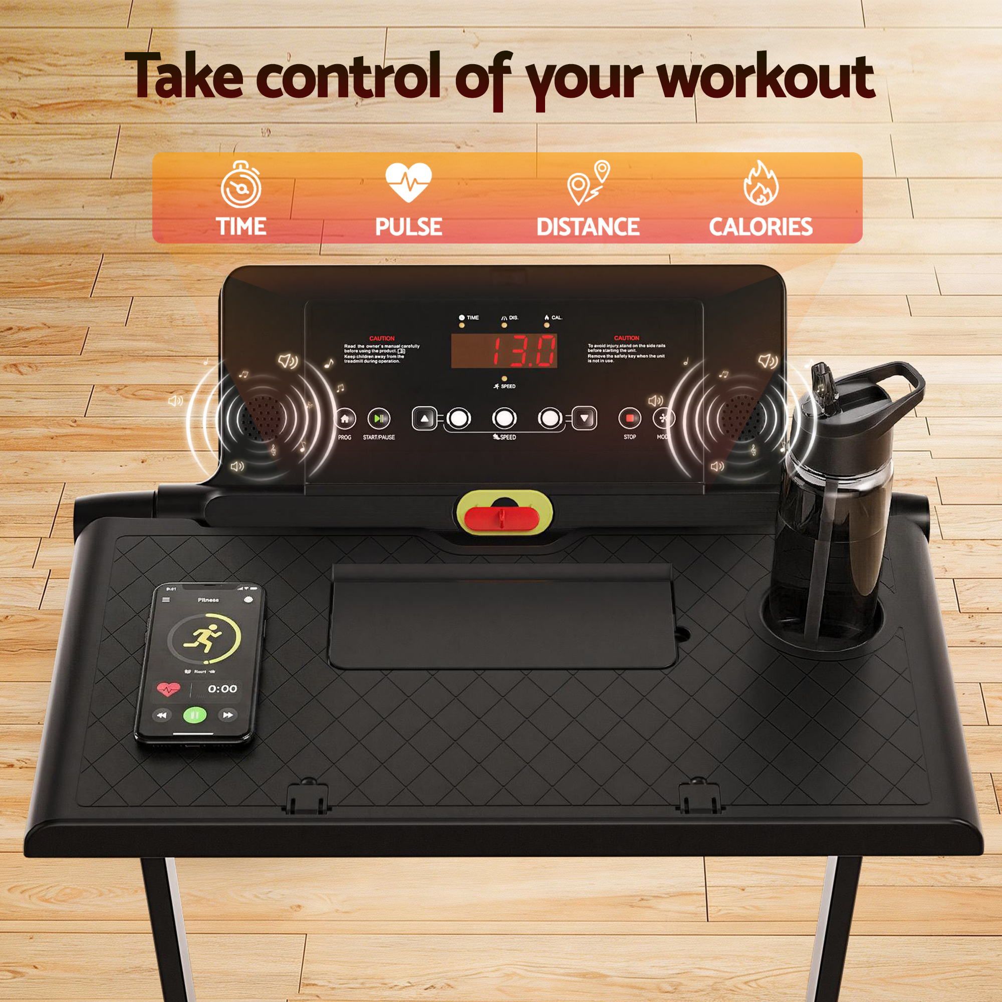 Everfit Treadmill Electric Walking Pad Foldable Incline for Home Office Gym Black TMILL-TITAN42-DT
