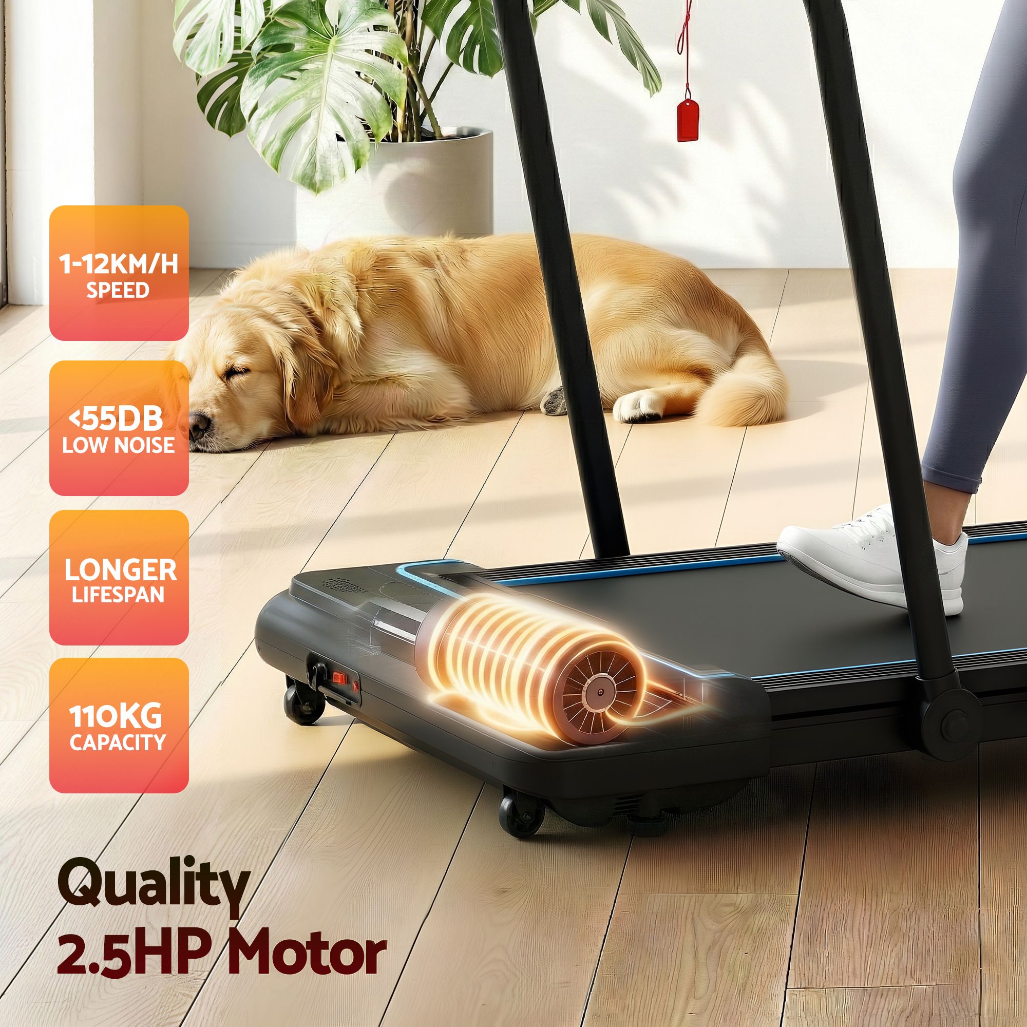 Everfit Treadmill Electric Walking Pad Under Desk Home Gym Fitness 420mm Remote TMILL-TITAN42-PAD