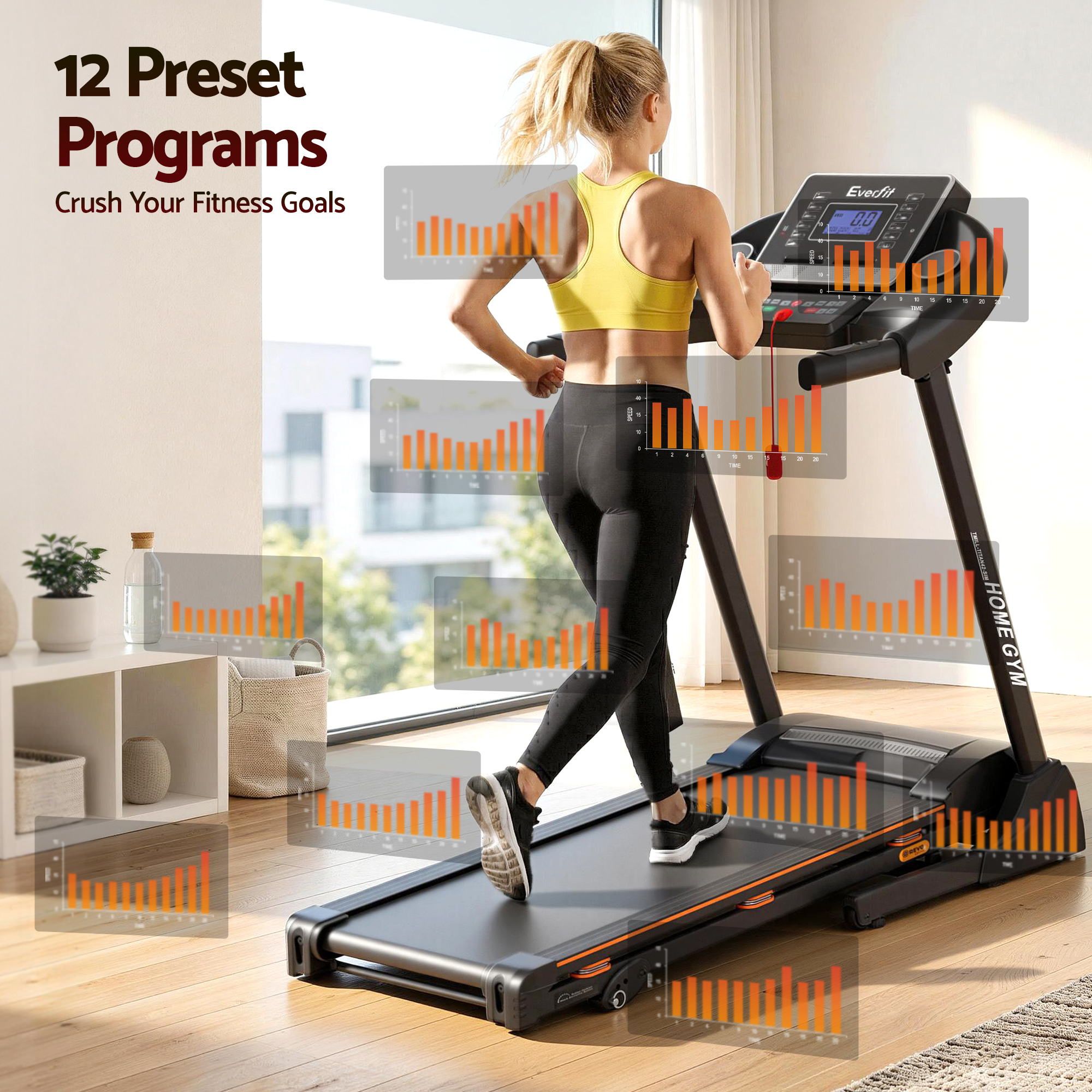 Everfit Treadmill Electric Home Gym Fitness Exercise Machine Hydraulic 420mm TMILL-TITAN42-SIM