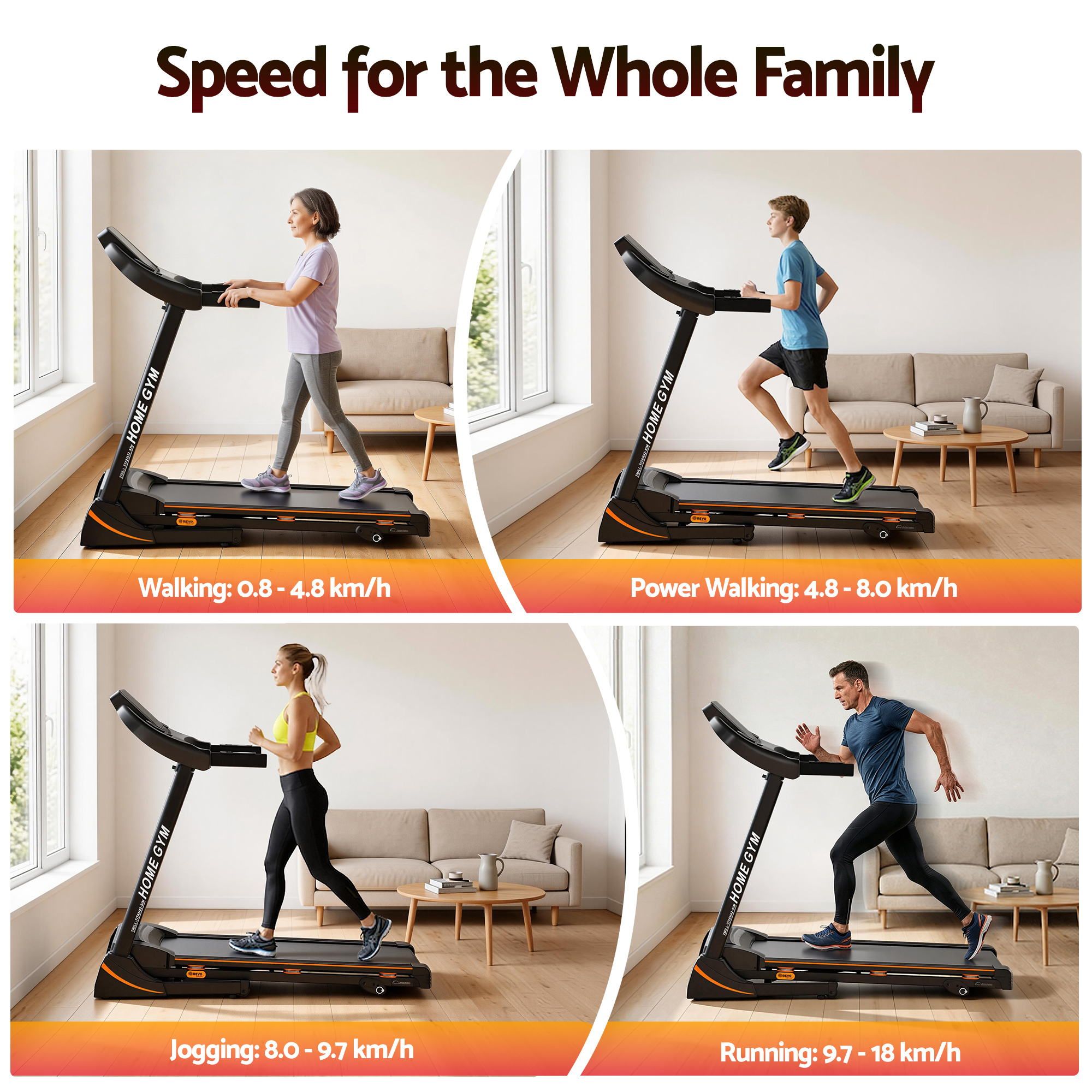 Everfit Treadmill Electric Home Gym Fitness Exercise Machine Hydraulic 420mm TMILL-TITAN42-SIM
