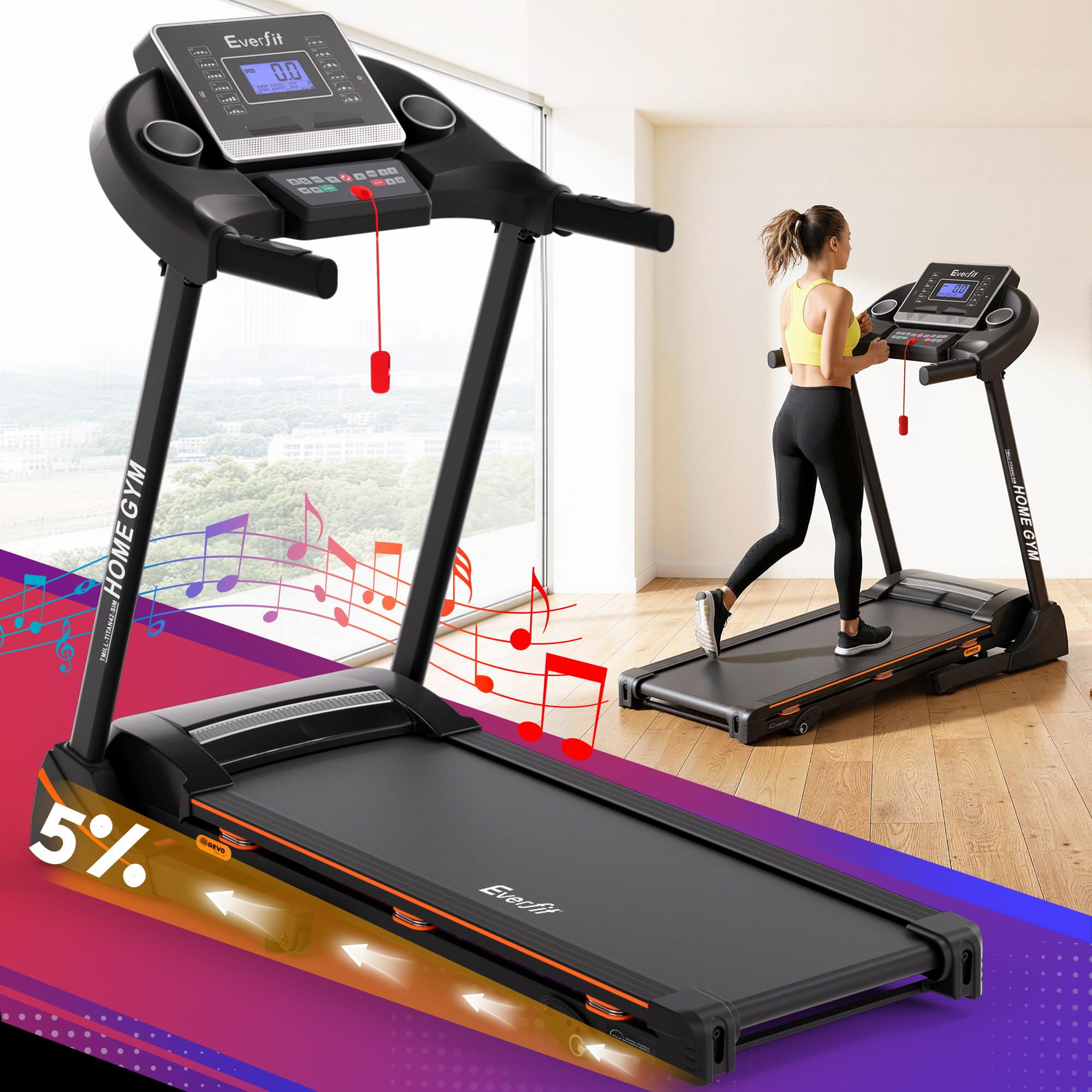 Everfit Treadmill Electric Home Gym Fitness Exercise Machine Hydraulic 420mm TMILL-TITAN42-SIM