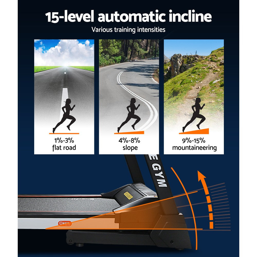 Everfit Treadmill Electric Auto Level Incline Home Gym Fitness Exercise 450mm TMILL-TITAN45-AUTO