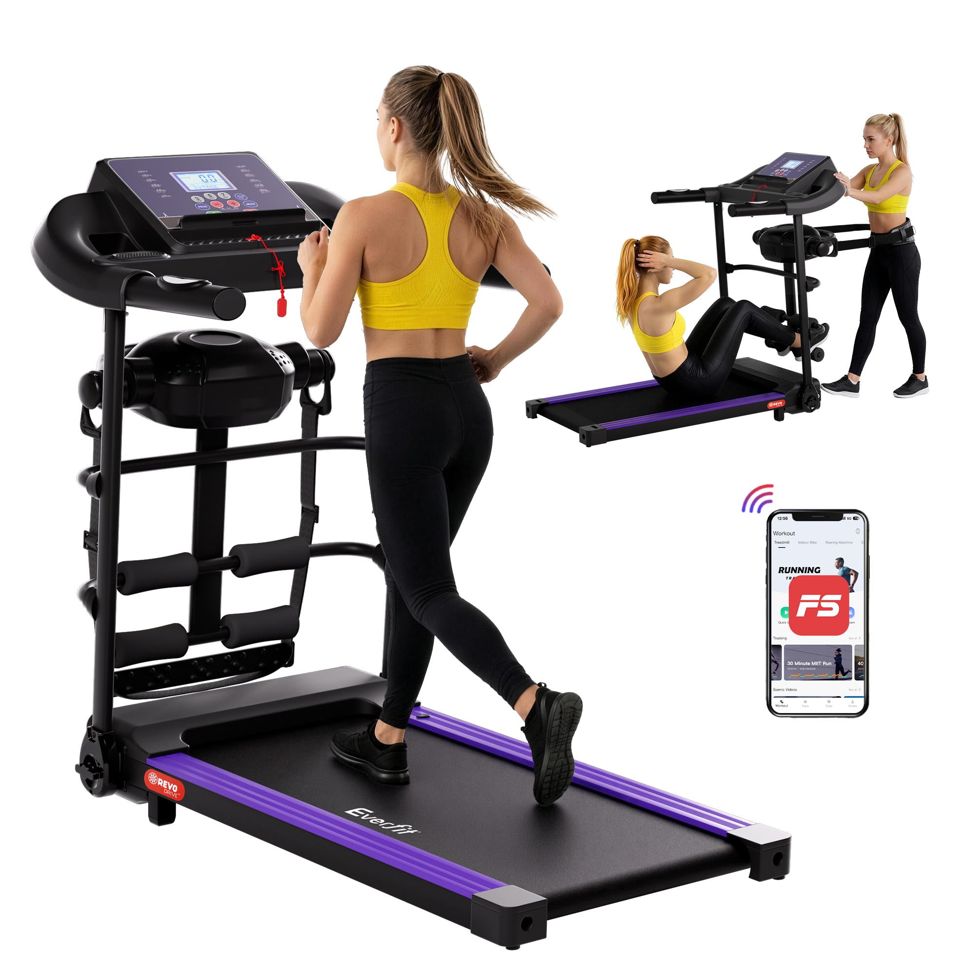 Everfit Treadmill Electric Home Gym Fitness Exercise Machine w/ Massager 400mm TMLL-400-MSG