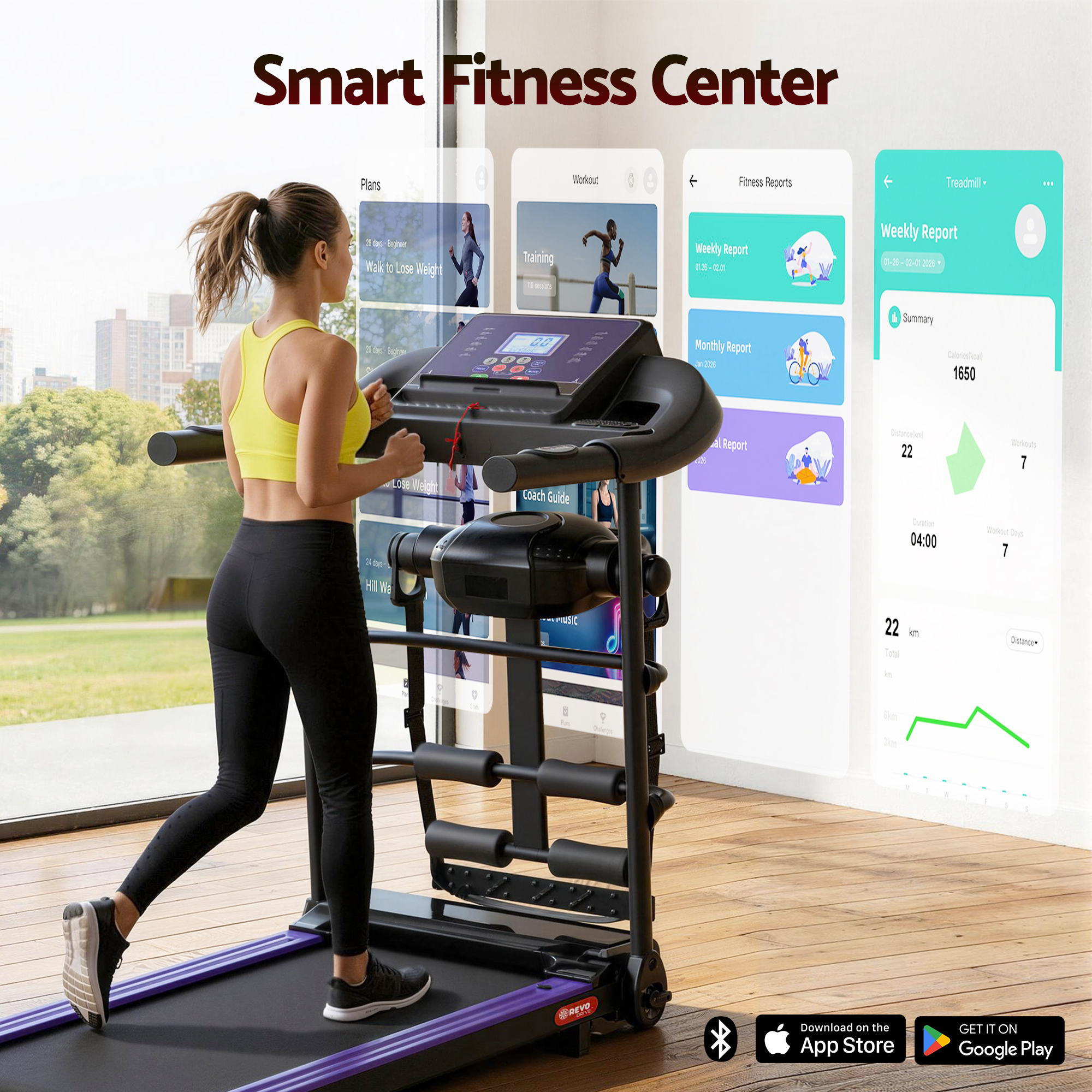 Everfit Treadmill Electric Home Gym Fitness Exercise Machine w/ Massager 400mm TMLL-400-MSG