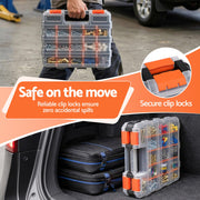 Giantz Double Sided Tool Box Organizer with 34 Compartment Small Parts Storage TO-SCREW-1T-OR