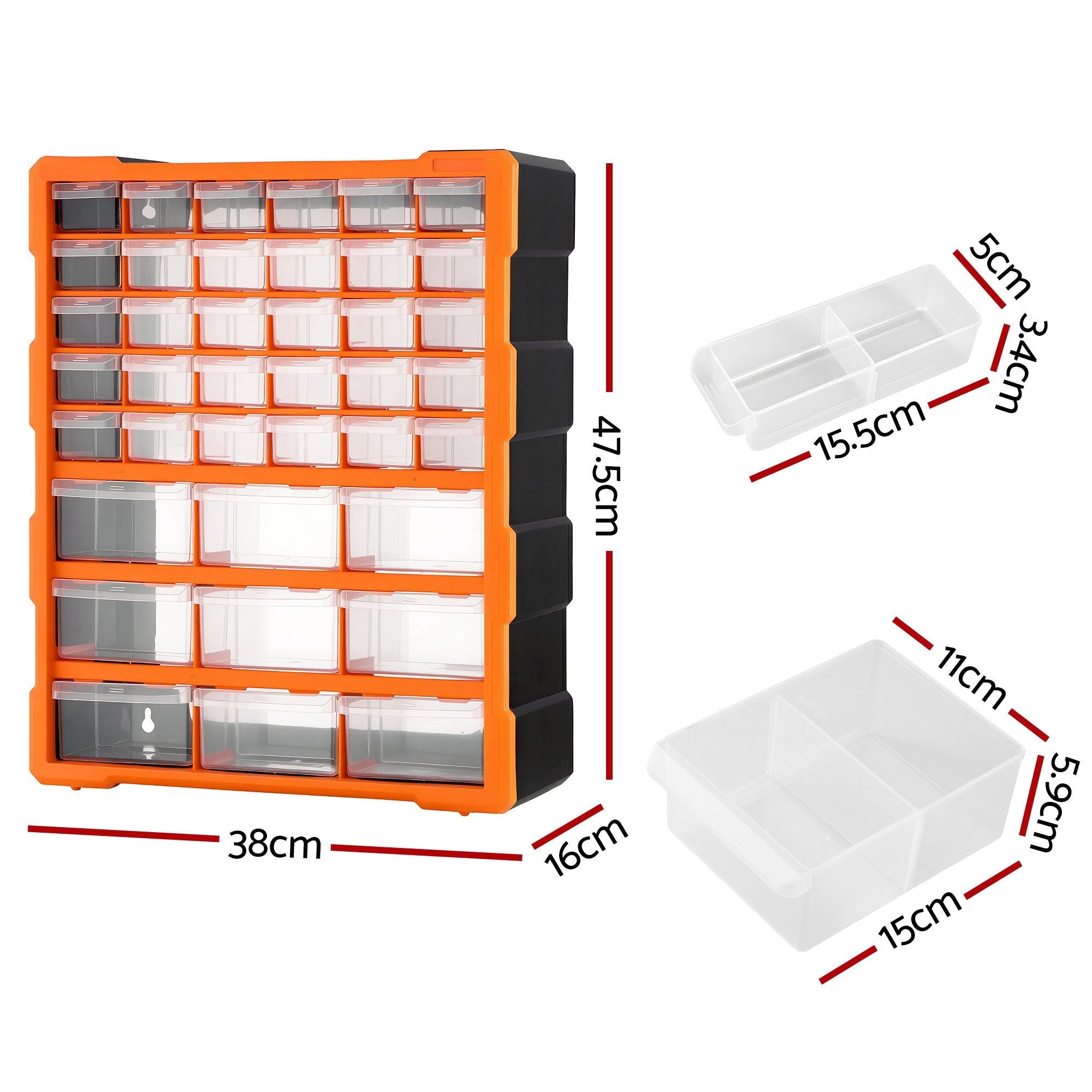 Giantz 39-Drawer Tool Storage Cabinet Anti-Drop Hardware Organizer TO-SCREW-39BIN-OR
