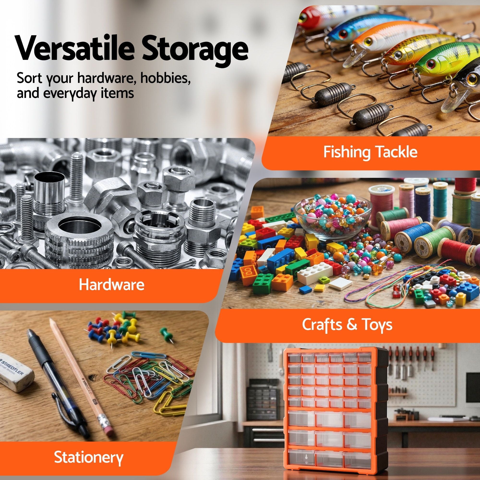 Giantz 39-Drawer Tool Storage Cabinet Anti-Drop Hardware Organizer TO-SCREW-39BIN-OR