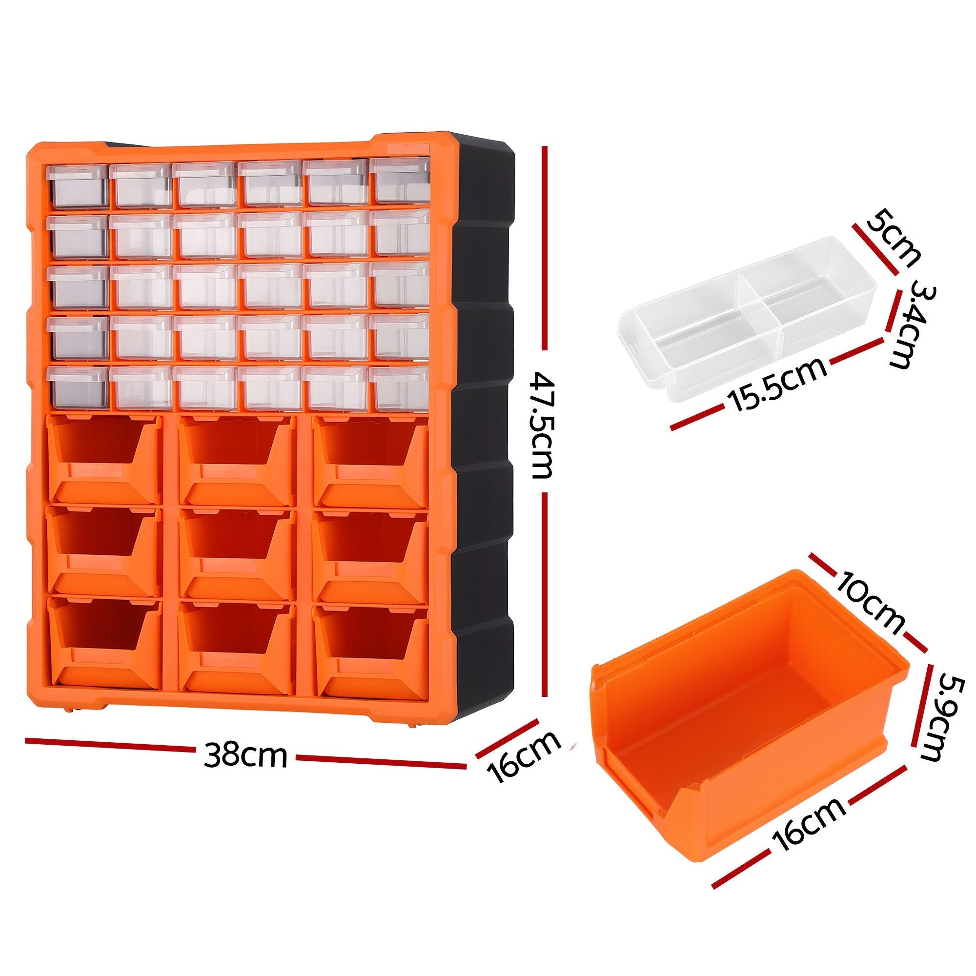 Giantz Tool Organizer 39-Drawer Hardware Cabinet Screw Storage Box Anti-Drop TO-SCREW-39DW-OR