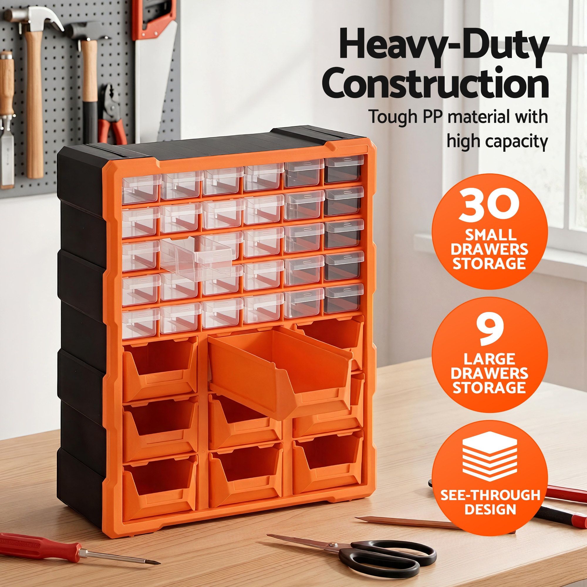 Giantz Tool Organizer 39-Drawer Hardware Cabinet Screw Storage Box Anti-Drop TO-SCREW-39DW-OR