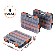 Giantz 3 Pack Tool Box Organizer with Hardware Storage Box for Small Parts TO-SCREW-3T-OR