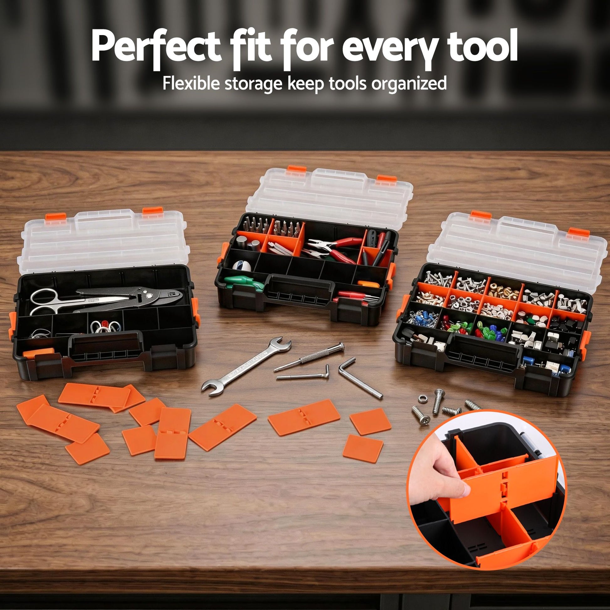 Giantz 3 Pack Tool Box Organizer with Hardware Storage Box for Small Parts TO-SCREW-3T-OR