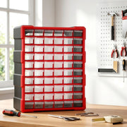 Giantz 60-Drawer Tool Storage Cabinet, Anti-Drop Hardware Organizer Storage Box TO-SCREW-60BIN-RD