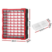 Giantz 60-Drawer Tool Storage Cabinet, Anti-Drop Hardware Organizer Storage Box TO-SCREW-60BIN-RD