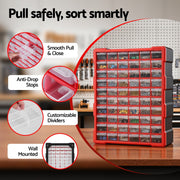 Giantz 60-Drawer Tool Storage Cabinet, Anti-Drop Hardware Organizer Storage Box TO-SCREW-60BIN-RD