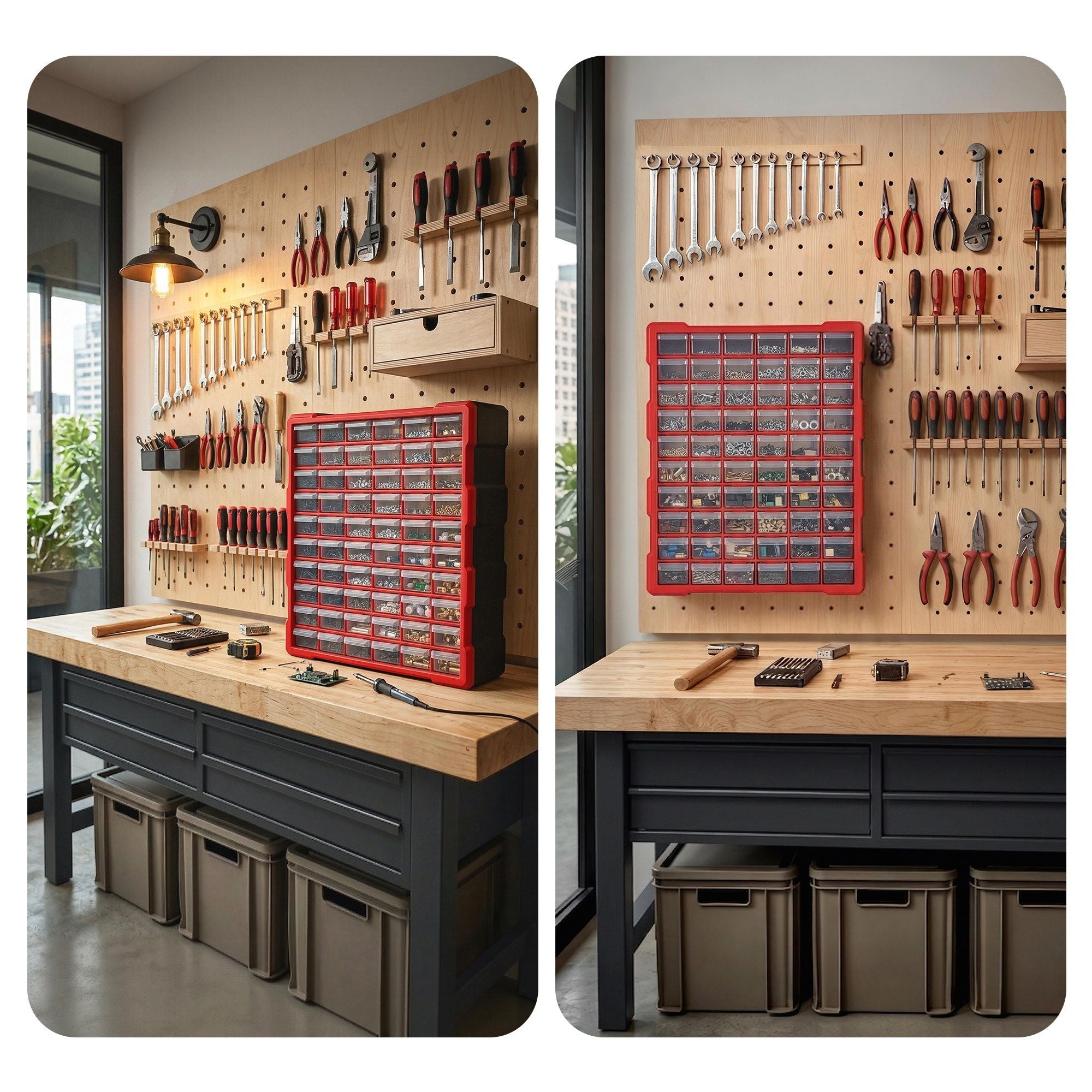 Giantz 60-Drawer Tool Storage Cabinet, Anti-Drop Hardware Organizer Storage Box TO-SCREW-60BIN-RD