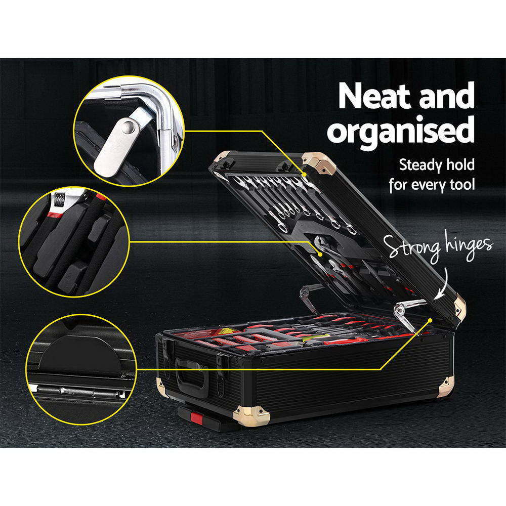 Giantz 816pcs Tool Kit Trolley Case Mechanics Box Toolbox Portable DIY Set TOOL-KIT-B-H-BK