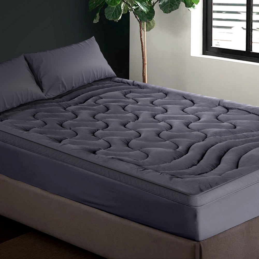Giselle Bedding 3-Zone Pillowtop Mattress Topper 1000GSM for Back Pain Relief Washable with 45cm Deep Pocket TOPPER-3ZONE-CHAR-D