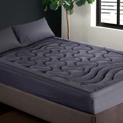 Giselle Bedding 3-Zone Pillowtop Mattress Topper 1000GSM for Back Pain Relief Washable with 45cm Deep Pocket TOPPER-3ZONE-CHAR-D
