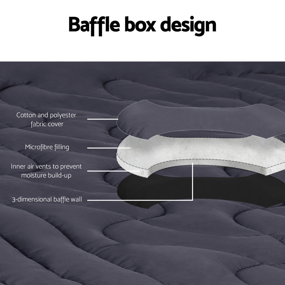 Giselle Bedding 3-Zone Pillowtop Mattress Topper 1000GSM for Back Pain Relief Washable with 45cm Deep Pocket TOPPER-3ZONE-CHAR-KS