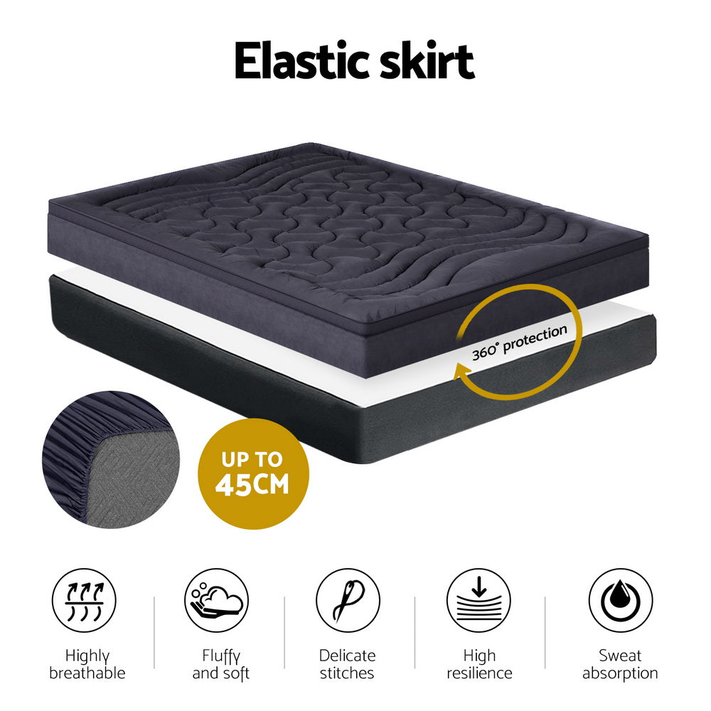 Giselle Bedding 3-Zone Pillowtop Mattress Topper 1000GSM for Back Pain Relief Washable with 45cm Deep Pocket TOPPER-3ZONE-CHAR-Q