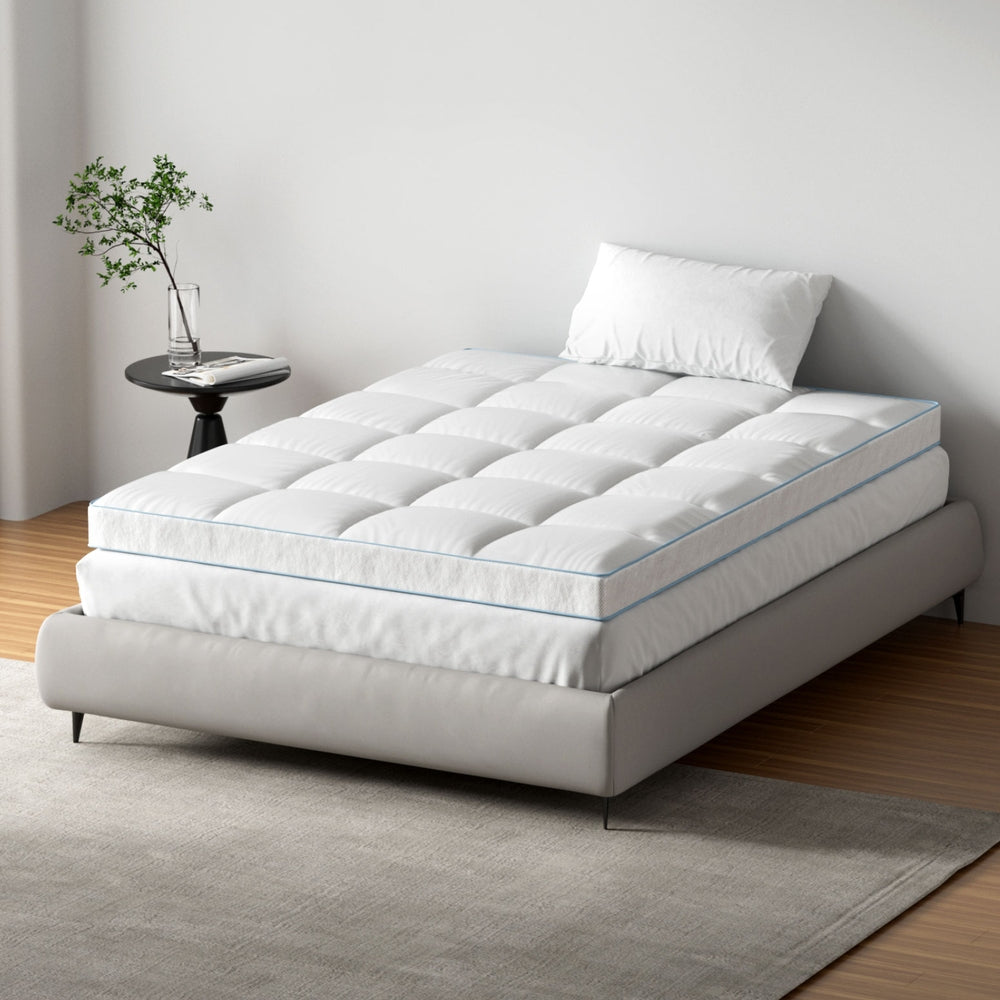 Giselle Bedding 1500GSM Bamboo Pillowtop Mattress Topper 10cm Thick Pad for Back Pain Relief, High Loft TOPPER-BAM-10-D