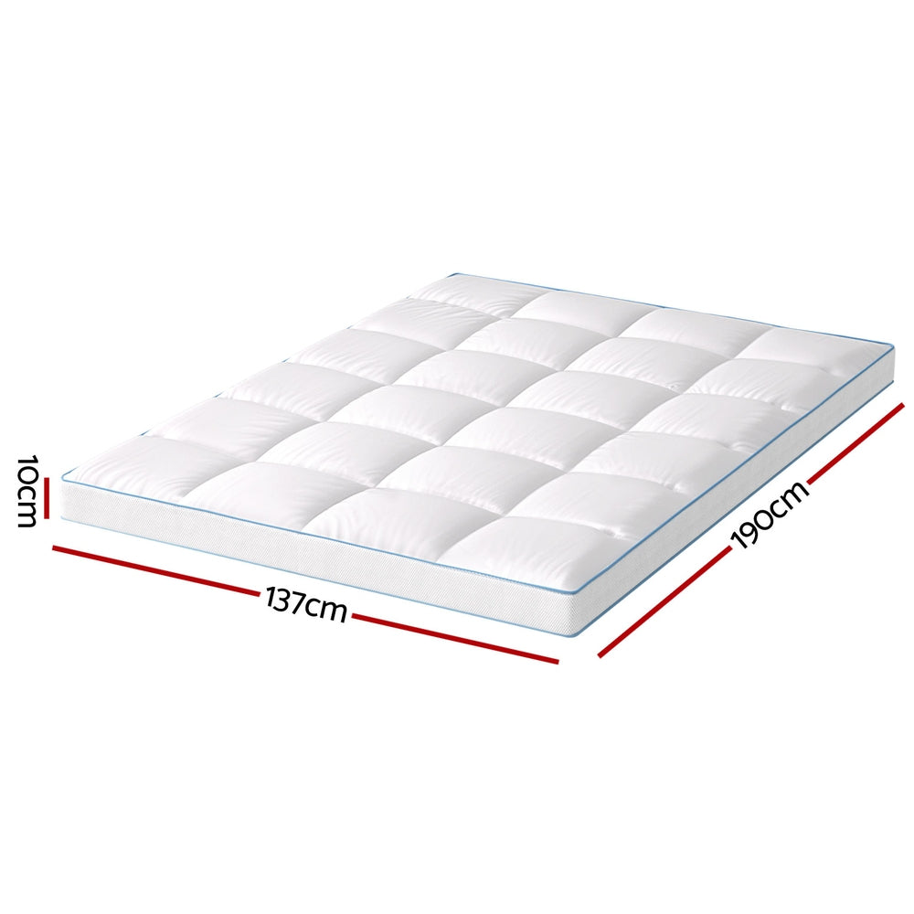Giselle Bedding 1500GSM Bamboo Pillowtop Mattress Topper 10cm Thick Pad for Back Pain Relief, High Loft TOPPER-BAM-10-D
