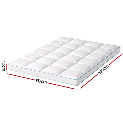 Giselle Bedding 1500GSM Bamboo Pillowtop Mattress Topper 10cm Thick Pad for Back Pain Relief, High Loft TOPPER-BAM-10-D