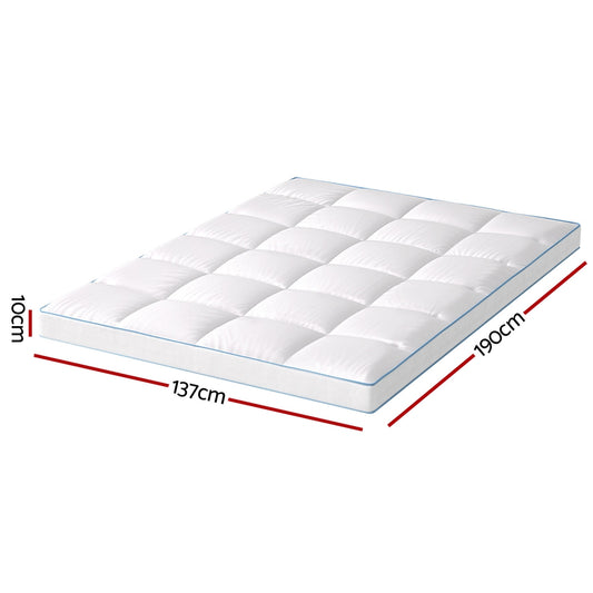 Giselle Bedding 1500GSM Bamboo Pillowtop Mattress Topper 10cm Thick Pad for Back Pain Relief, High Loft TOPPER-BAM-10-D