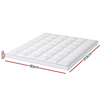 Giselle Bedding 1500GSM Bamboo Pillowtop Mattress Topper 10cm Thick Pad for Back Pain Relief, High Loft TOPPER-BAM-10-K