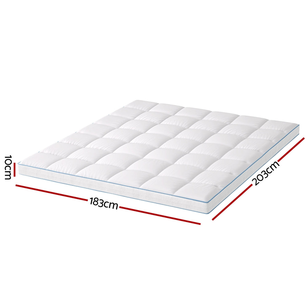 Giselle Bedding 1500GSM Bamboo Pillowtop Mattress Topper 10cm Thick Pad for Back Pain Relief, High Loft Cooling Underlay for Dorm & Guest Bed, 45cm Deep Pocket King