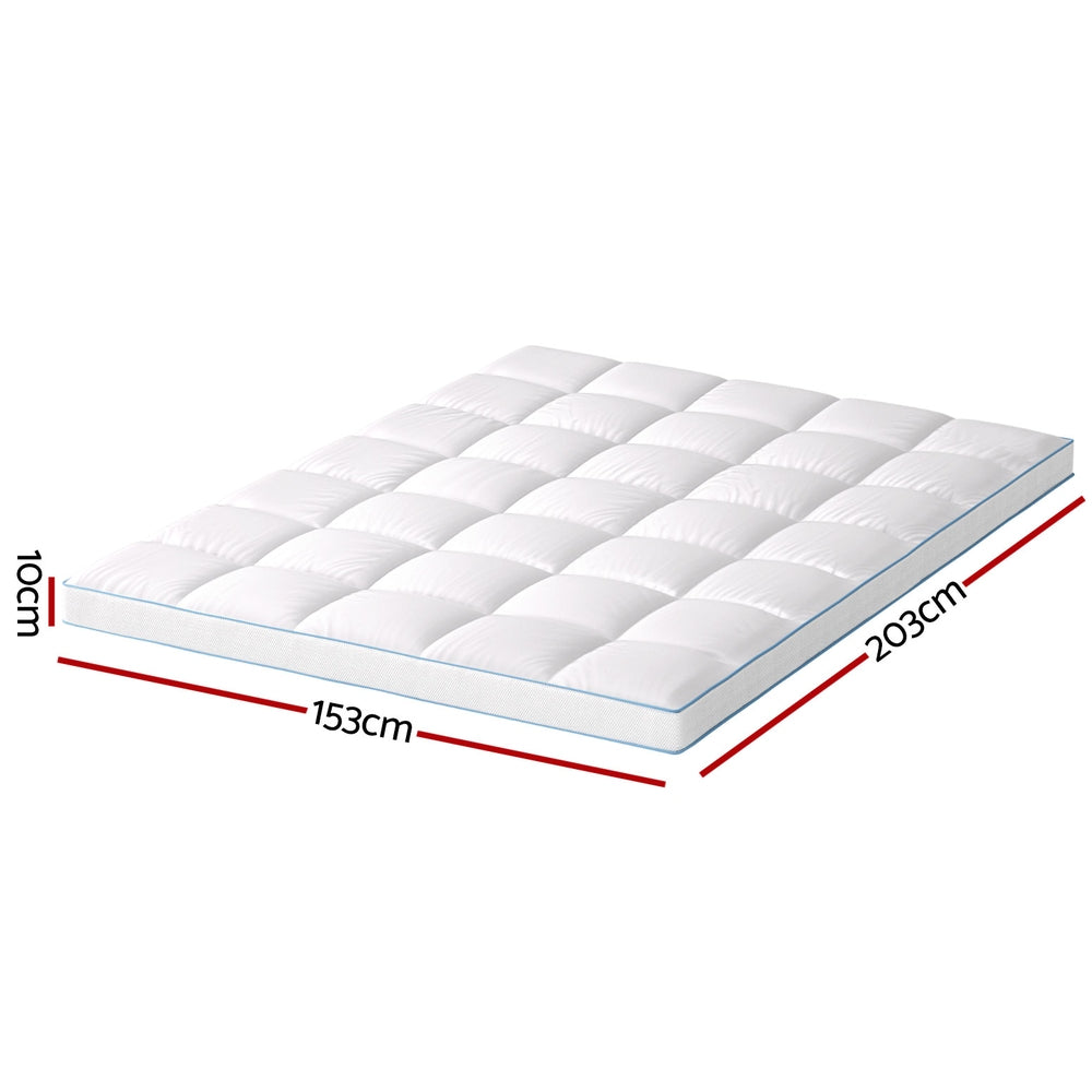 Giselle Bedding 1500GSM Bamboo Pillowtop Mattress Topper 10cm Thick Pad for Back Pain Relief, High Loft TOPPER-BAM-10-Q
