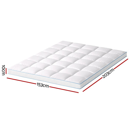 Giselle Bedding 1500GSM Bamboo Pillowtop Mattress Topper 10cm Thick Pad for Back Pain Relief, High Loft TOPPER-BAM-10-Q
