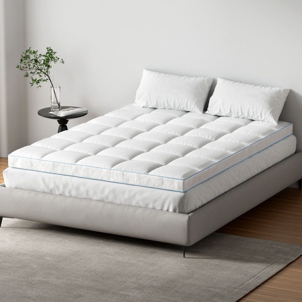 Giselle Bedding 1500GSM Bamboo Pillowtop Mattress Topper 10cm Thick Pad for Back Pain Relief, High Loft TOPPER-BAM-10-Q