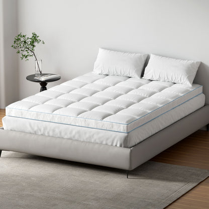 Giselle Bedding 1500GSM Bamboo Pillowtop Mattress Topper 10cm Thick Pad for Back Pain Relief, High Loft TOPPER-BAM-10-Q