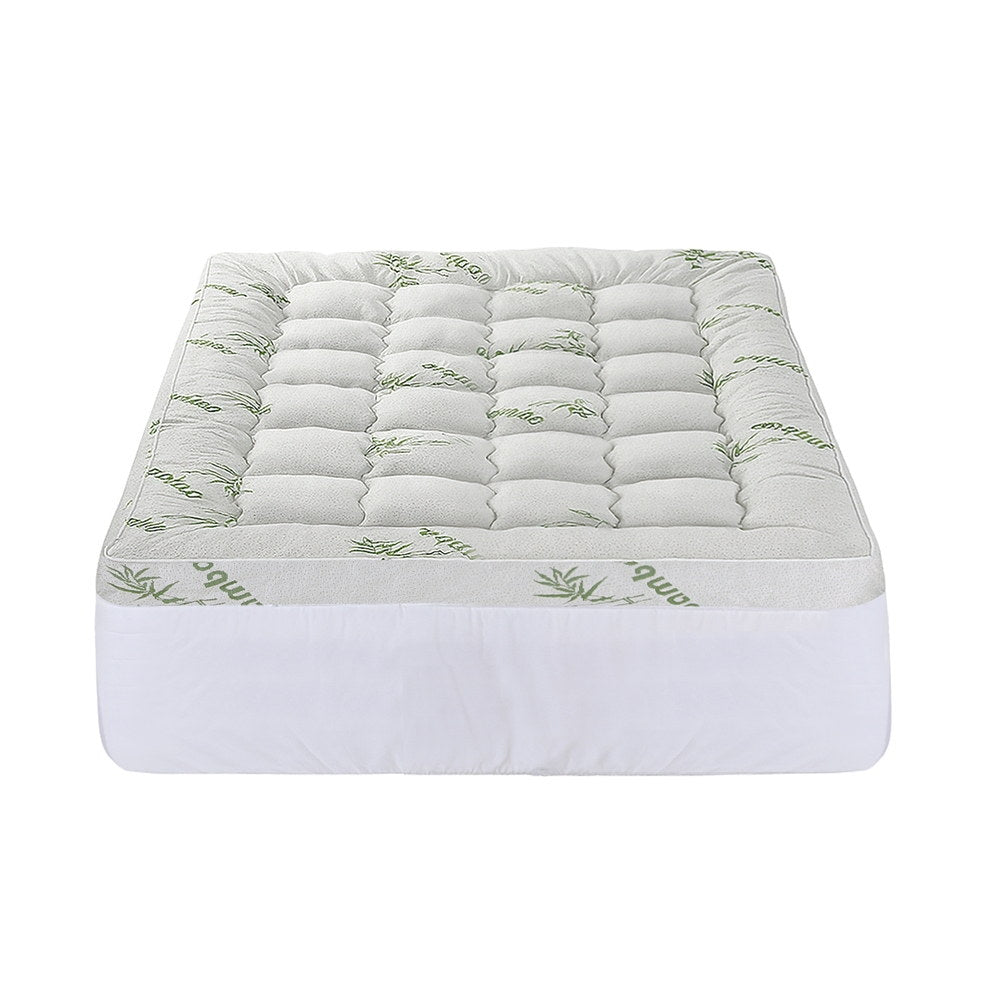 Giselle Bedding 1500GSM Pillowtop Mattress Topper Bamboo Mattress Pad for Back Pain Relief Washable 11cm TOPPER-BAM-11-D