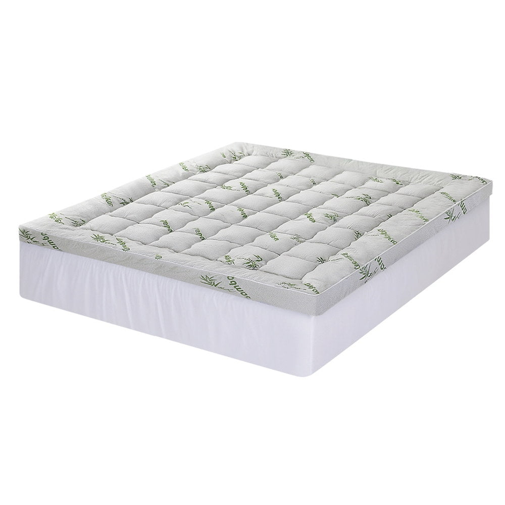 Giselle Bedding 1500GSM Pillowtop Mattress Topper Bamboo Mattress Pad for Back Pain Relief Washable 11cm TOPPER-BAM-11-K