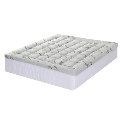 Giselle Bedding 1500GSM Pillowtop Mattress Topper Bamboo Mattress Pad for Back Pain Relief Washable 11cm TOPPER-BAM-11-K