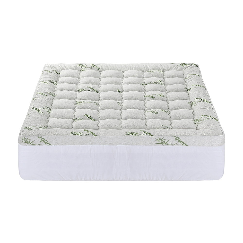 Giselle Bedding 1500GSM Pillowtop Mattress Topper Bamboo Mattress Pad for Back Pain Relief Washable 11cm TOPPER-BAM-11-K