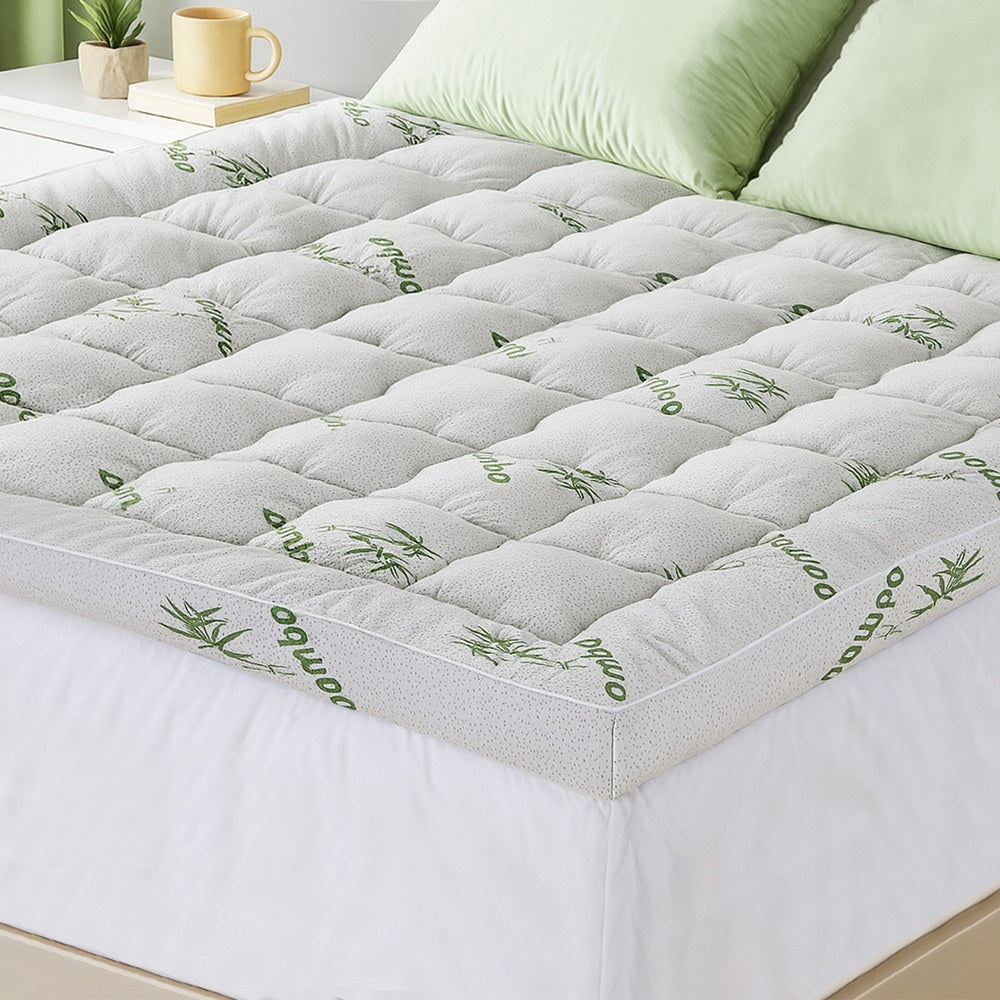 Giselle Bedding 1500GSM Pillowtop Mattress Topper Bamboo Mattress Pad for Back Pain Relief Washable 11cm TOPPER-BAM-11-K