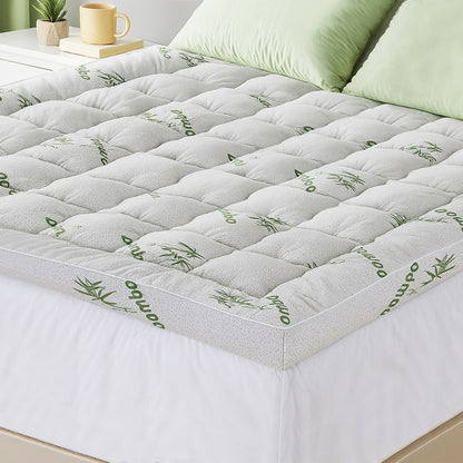 Giselle Bedding 1500GSM Pillowtop Mattress Topper Bamboo Mattress Pad for Back Pain Relief Washable 11cm TOPPER-BAM-11-K