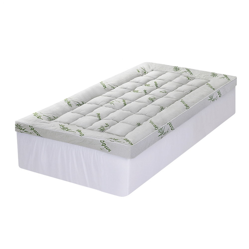 Giselle Bedding 1500GSM Pillowtop Mattress Topper Bamboo Mattress Pad for Back Pain Relief Washable 11cm TOPPER-BAM-11-KS