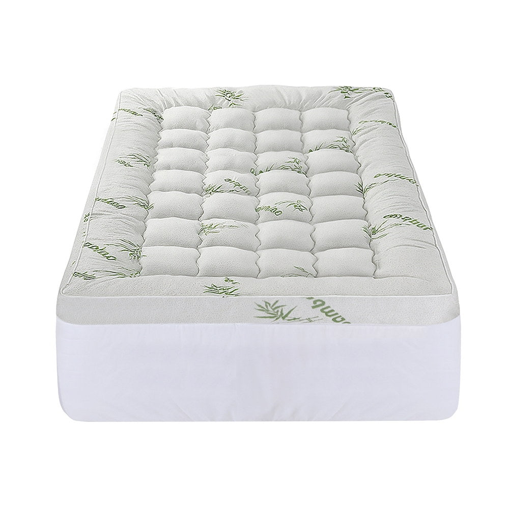 Giselle Bedding 1500GSM Pillowtop Mattress Topper Bamboo Mattress Pad for Back Pain Relief Washable 11cm TOPPER-BAM-11-KS