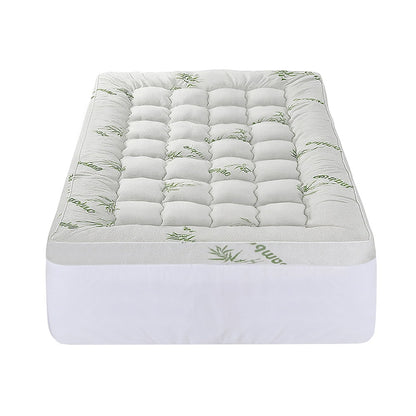 Giselle Bedding 1500GSM Pillowtop Mattress Topper Bamboo Mattress Pad for Back Pain Relief Washable 11cm TOPPER-BAM-11-KS