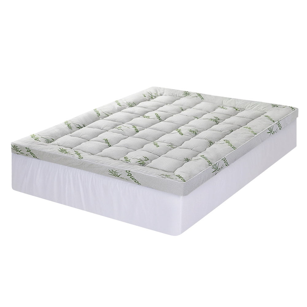 Giselle Bedding 1500GSM Pillowtop Mattress Topper Bamboo Mattress Pad for Back Pain Relief Washable 11cm TOPPER-BAM-11-Q
